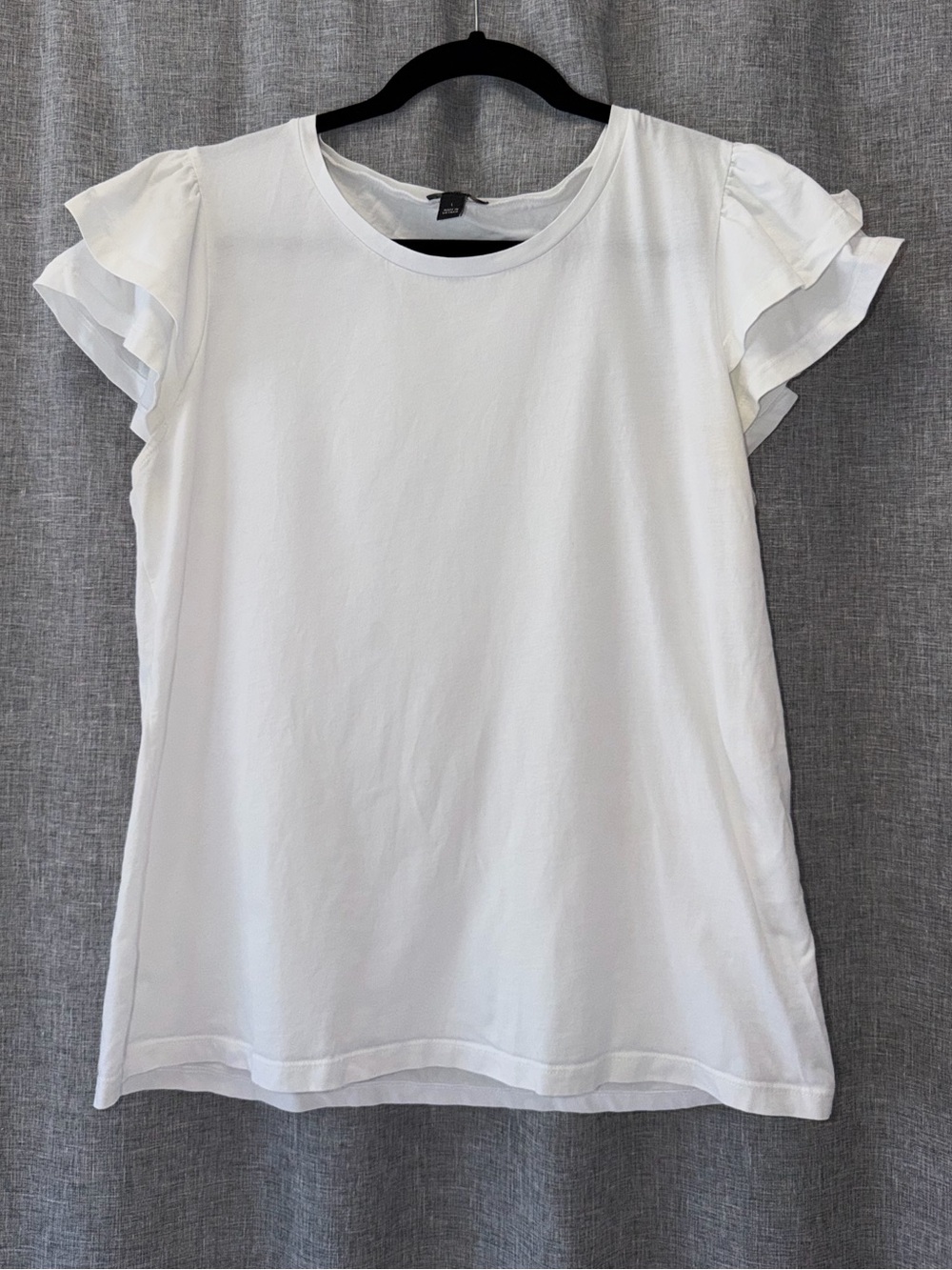 Ann Taylor White Ruffle Sleeve Tee